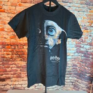 Harry Potter Dobby Deathly Hallows Graphic T Shirt Black Wizarding World XS